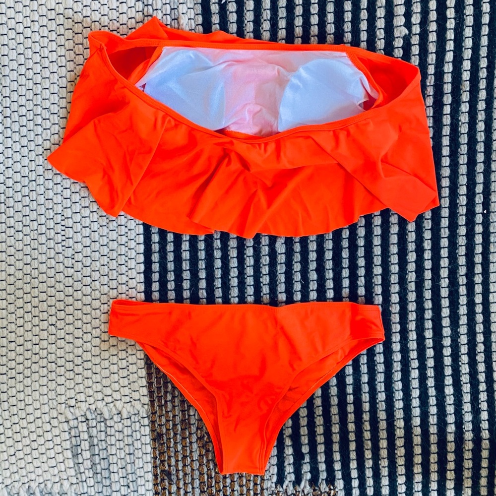 Orange Off-Shoulder Ruffle Bikini - M - Picture 4 of 4